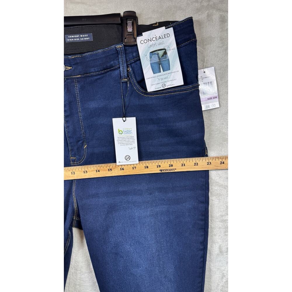 CURVE APPEAL NEW Women Jeans 22W Blue High Rise Skinny Comfort Waist Tummy Tuck - Picture 5 of 10